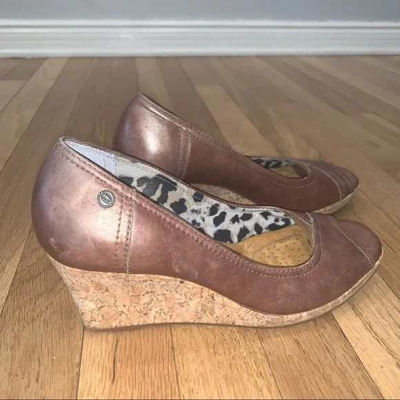 Nurture Peep Toe Metallic Cork Wedges - Picture 11 of 14